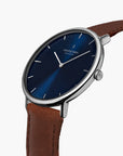 Native - SET Blaues Ziffernblatt Silber | Armbänder 5-Link / Braun / Schwarz