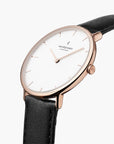 Native - SET Weißes Ziffernblatt Roségold | Armbänder Braun / Schwarz / Mesh