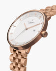 Philosopher - SET Weißes Ziffernblatt Roségold | Armbänder 5-Link / Braun