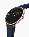 Native - SET Schwarzes Ziffernblatt Roségold | Armbänder Braun / Schwarz / Navy Blau