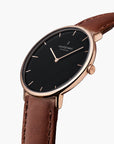 Native - SET Schwarzes Ziffernblatt Roségold | Armbänder 5-Link / Schwarz / Braun