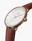 Philosopher - SET Weißes Ziffernblatt Roségold | Armbänder 5-Link / Braun